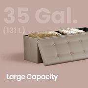Dimensions diagram of 110cm folding storage ottoman bench