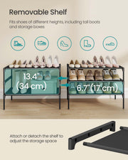 Two 3-tier shoe racks stacked to show the stackable design