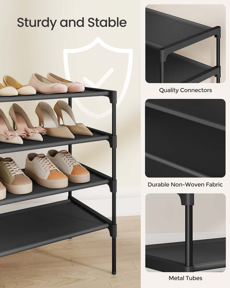 Dimensions diagram of the Songmics 4-tier shoe rack