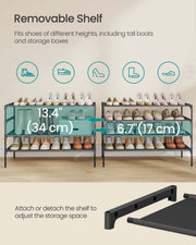 Two 4-tier shoe racks stacked to show the stackable design