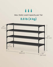 Songmics 4-tier shoe rack with a shelf removed to fit boots