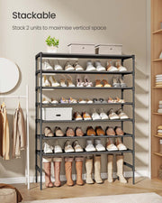Songmics 4-tier shoe rack styled in a hallway entryway