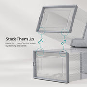 Pack of 12 Stackable Transparent and Dove Grey Shoe Storage Boxes by Songmics