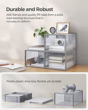 Pack of 12 Stackable Shoe Storage Boxes Transparent and Dove Grey Space Saving by Songmics