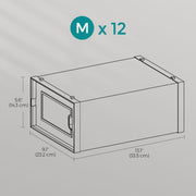 Pack of 12 Stackable Transparent and Dove Grey Shoe Storage Boxes by Songmics