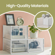 Set of 8 Stackable Foldable Shoe Storage Boxes for Trainers and Sneakers by Songmics