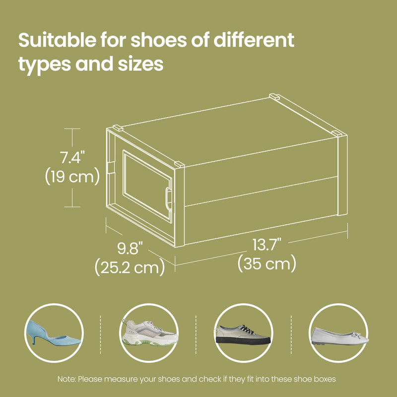 Set of 8 Stackable Foldable Shoe Storage Boxes for Trainers and Sneakers by Songmics