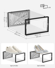 Pack of 18 Stackable Transparent and Black Plastic Shoe Storage Boxes by Songmics