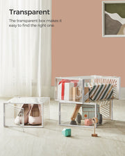 Pack of 18 Clear Plastic Shoe Storage Boxes Stackable and Dustproof by Songmics