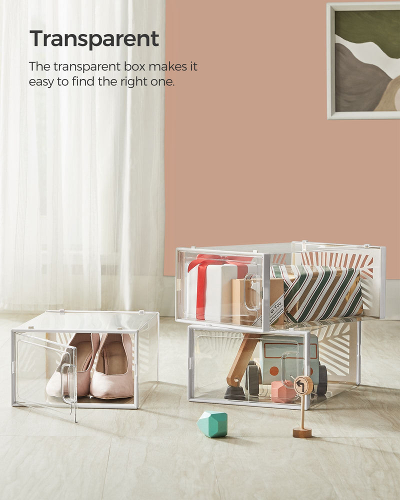 Pack of 18 Clear Plastic Shoe Storage Boxes Stackable and Dustproof by Songmics