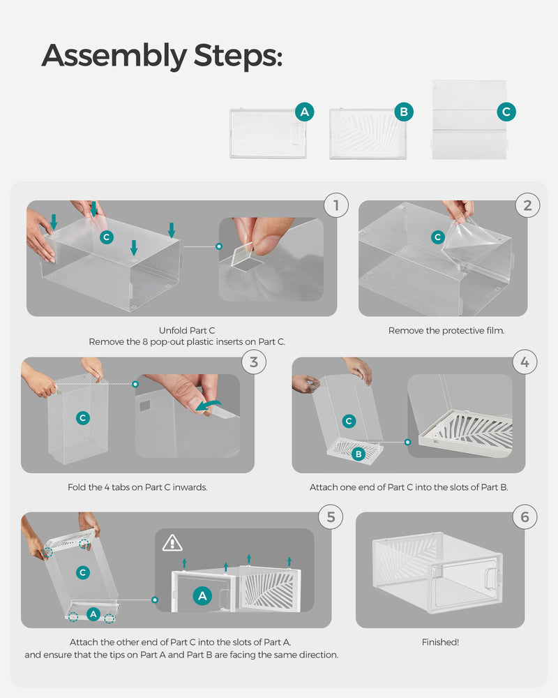Pack of 18 Clear Plastic Shoe Storage Boxes Stackable and Dustproof by Songmics