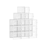 Set of 12 Stackable Transparent and White Shoe Storage Boxes for Organising by Songmics