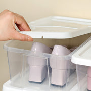 Set of 8 Stackable Shoe Storage Boxes with Lids Clear Plastic Organisers by Songmics