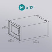 12 Pack Stackable Plastic Shoe Storage Boxes Transparent with Charcoal Blue Lids by Songmics