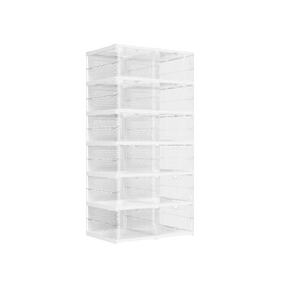 Pack of 12 Stackable Transparent Shoe Storage Boxes in Cloud White by Songmics
