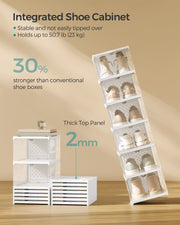 Pack of 12 Stackable Transparent Shoe Storage Boxes in Cloud White by Songmics