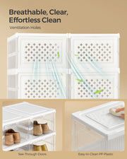 Pack of 12 Stackable Transparent Shoe Storage Boxes in Cloud White by Songmics