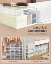 Set of 12 Clear Shoe Storage Boxes Fits UK Size 9 Stackable and Durable by Songmics
