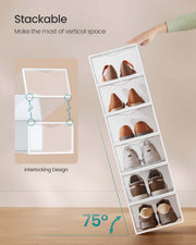 Set of 12 Clear Shoe Storage Boxes Fits UK Size 9 Stackable and Durable by Songmics