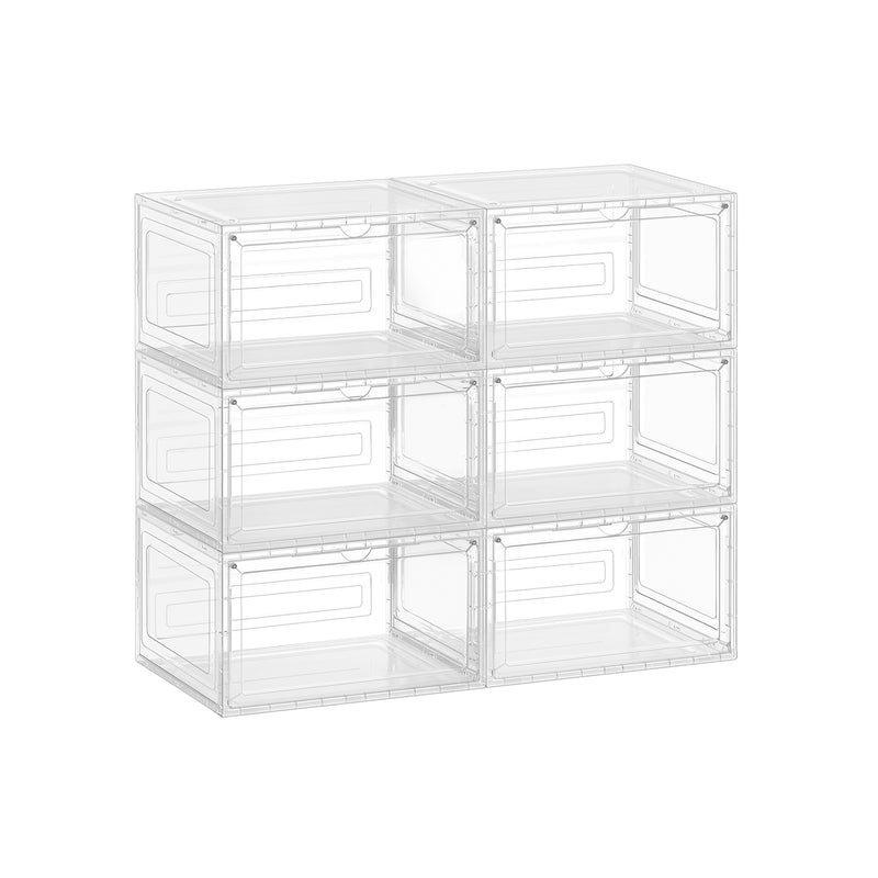Stackable Clear Shoe Storage Boxes with Front Doors for Organised Home by Songmics