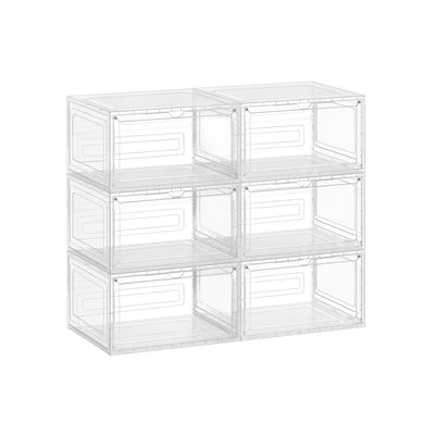 Stackable Clear Shoe Storage Boxes with Front Doors for Organised Home by Songmics