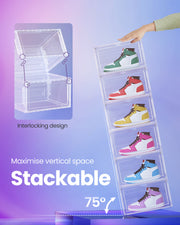 Stackable Clear Shoe Storage Boxes with Front Doors for Organised Home by Songmics