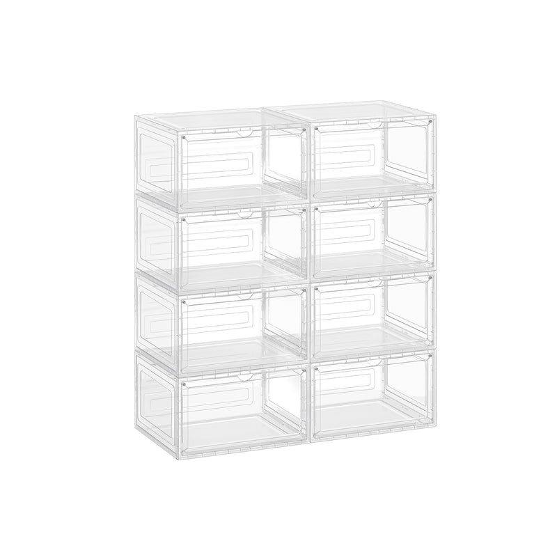 Stackable Clear Shoe Storage Boxes with Front Doors for Organised Entryways by Songmics