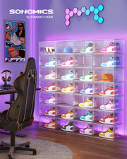 Stackable Clear Shoe Storage Boxes with Front Doors for Organised Entryways by Songmics