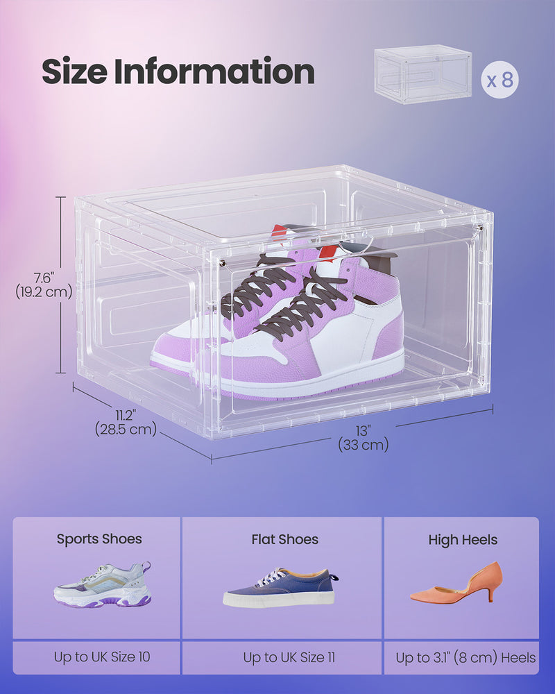 Stackable Clear Shoe Storage Boxes with Front Doors for Organised Entryways by Songmics