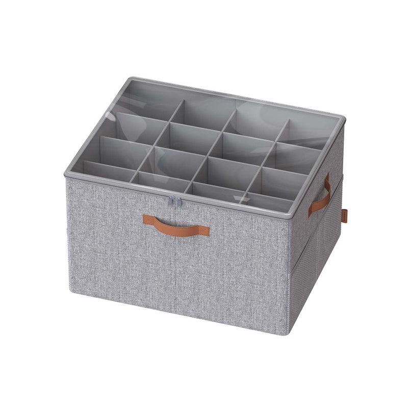 Grey Fabric Shoe Storage Box with Adjustable Dividers for Organising Footwear by Songmics