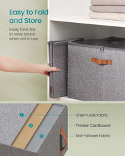 Grey Fabric Shoe Storage Box with Adjustable Dividers for Organising Footwear by Songmics