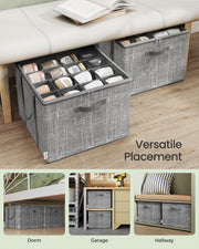 Fabric Shoe Organiser Storage Box with Handles and Clear Lid for Easy Access by Songmics
