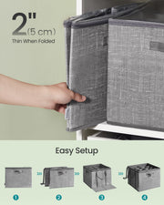 Fabric Shoe Organiser Storage Box with Handles and Clear Lid for Easy Access by Songmics