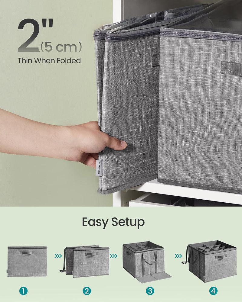 Fabric Shoe Organiser Storage Box with Handles and Clear Lid for Easy Access by Songmics