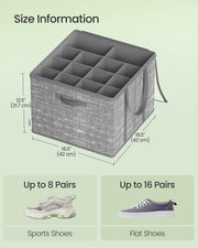 Fabric Shoe Organiser Storage Box with Handles and Clear Lid for Easy Access by Songmics
