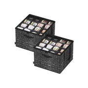 Set of 2 Fabric Shoe Organiser Storage Bins with Handles for Wardrobe or Closet Organising by Songmics