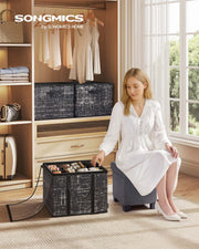 Set of 2 Fabric Shoe Organiser Storage Bins with Handles for Wardrobe or Closet Organising by Songmics