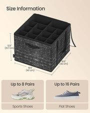 Set of 2 Fabric Shoe Organiser Storage Bins with Handles for Wardrobe or Closet Organising by Songmics