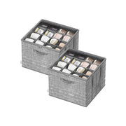 Fabric Shoe Organiser Storage Boxes with Handles Set of 2 in Cattail Grey by Songmics