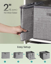 Fabric Shoe Organiser Storage Boxes with Handles Set of 2 in Cattail Grey by Songmics