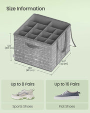 Fabric Shoe Organiser Storage Boxes with Handles Set of 2 in Cattail Grey by Songmics