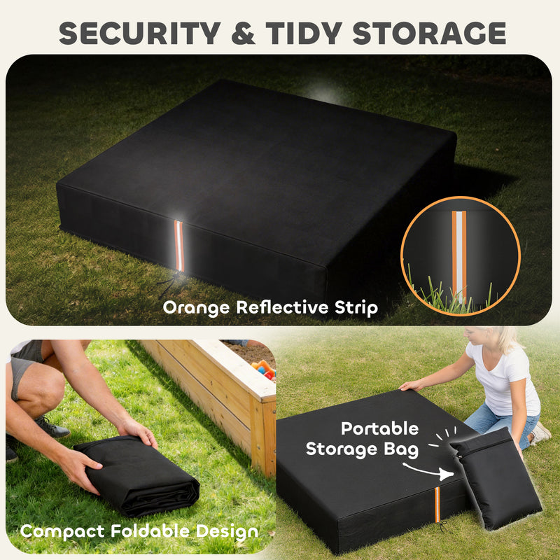 Sandpit Cover Waterproof Outdoor Protection for Clean and Dry Play Black AOSOM