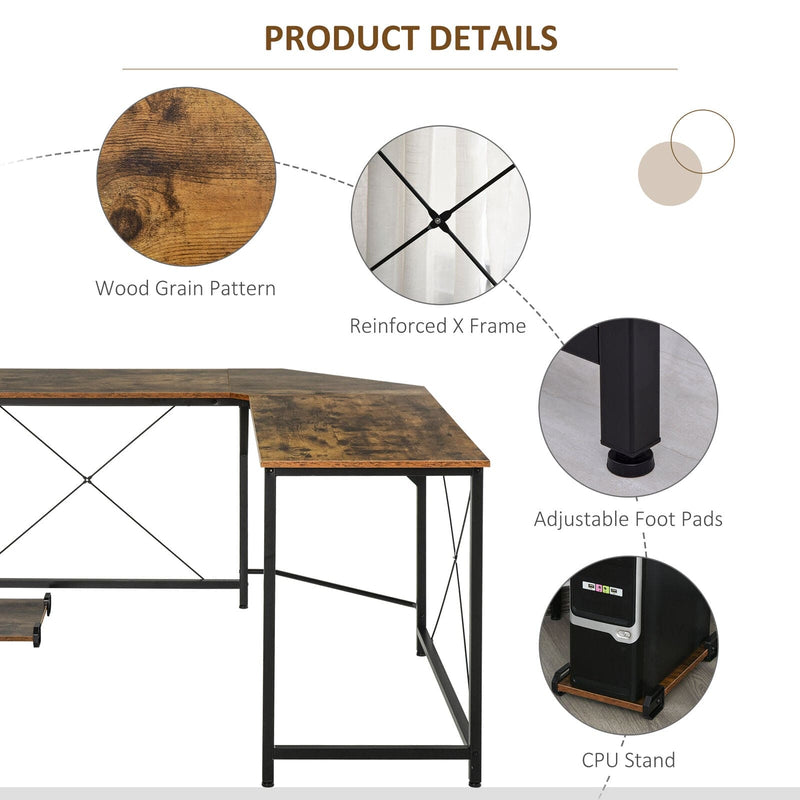 L Shaped Corner Gaming Desk, 150x150x75 cm