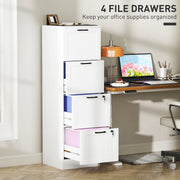 Lockable 4 Drawer Filing Cabinet With Adjustable File Bars For Office Organisation White