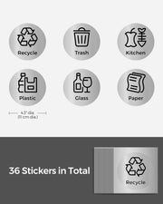 Recycling Bin Stickers Set of 36 Durable Waterproof Labels for Easy Waste Sorting by Songmics