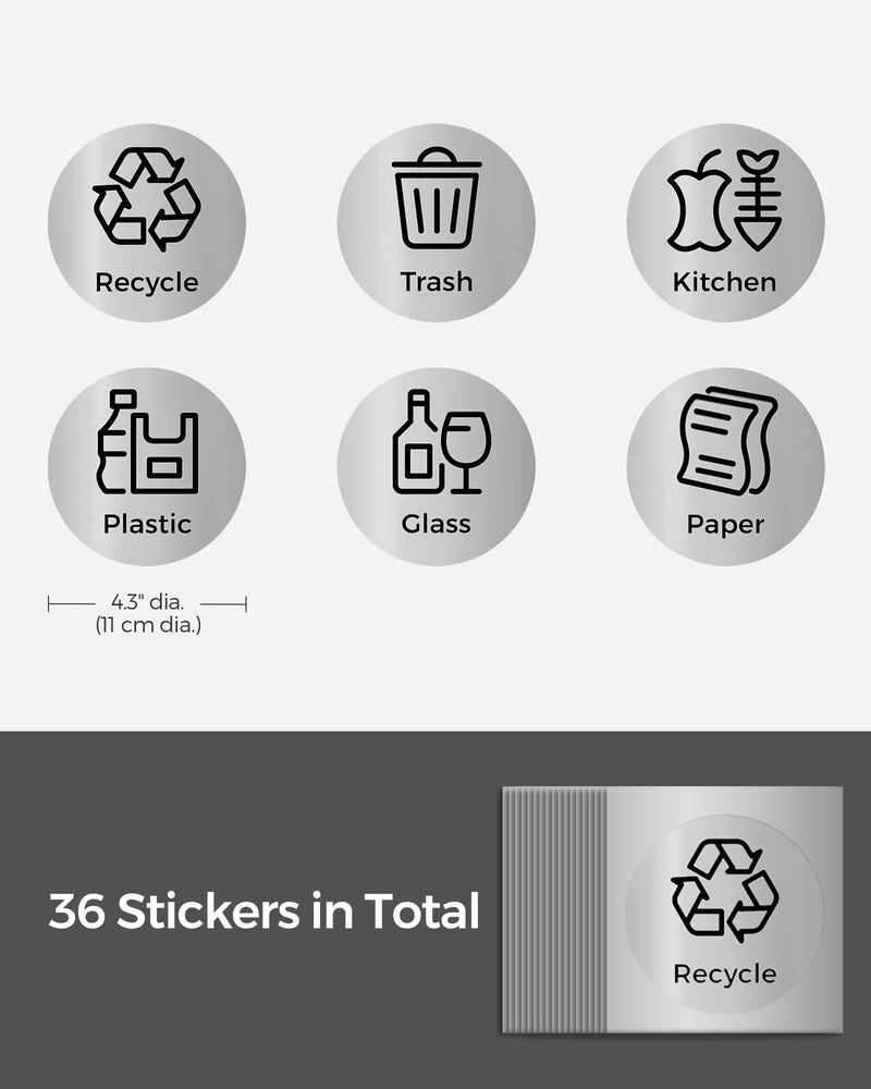 Recycling Bin Stickers Set of 36 Durable Waterproof Labels for Easy Waste Sorting by Songmics