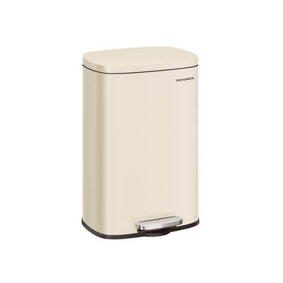 Sand Beige Step On Pedal Bin with Soft Close Lid for Kitchen Waste by Songmics