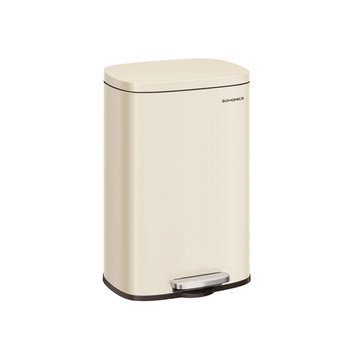 Sand Beige Step On Pedal Bin with Soft Close Lid for Kitchen Waste by Songmics