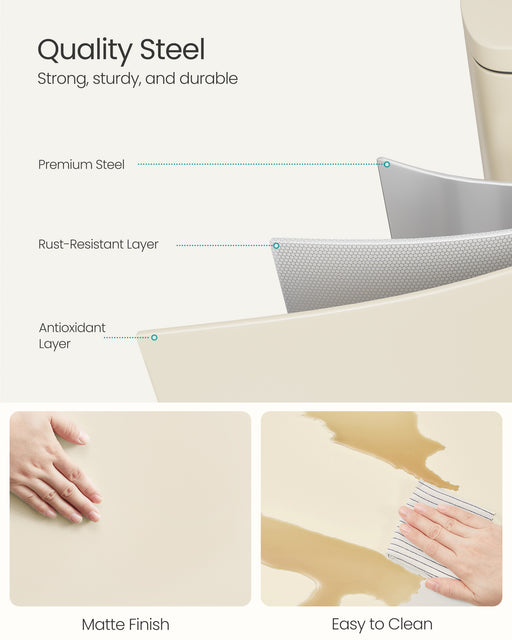 Sand Beige Step On Pedal Bin with Soft Close Lid for Kitchen Waste by Songmics