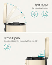 Sand Beige Step On Pedal Bin with Soft Close Lid for Kitchen Waste by Songmics